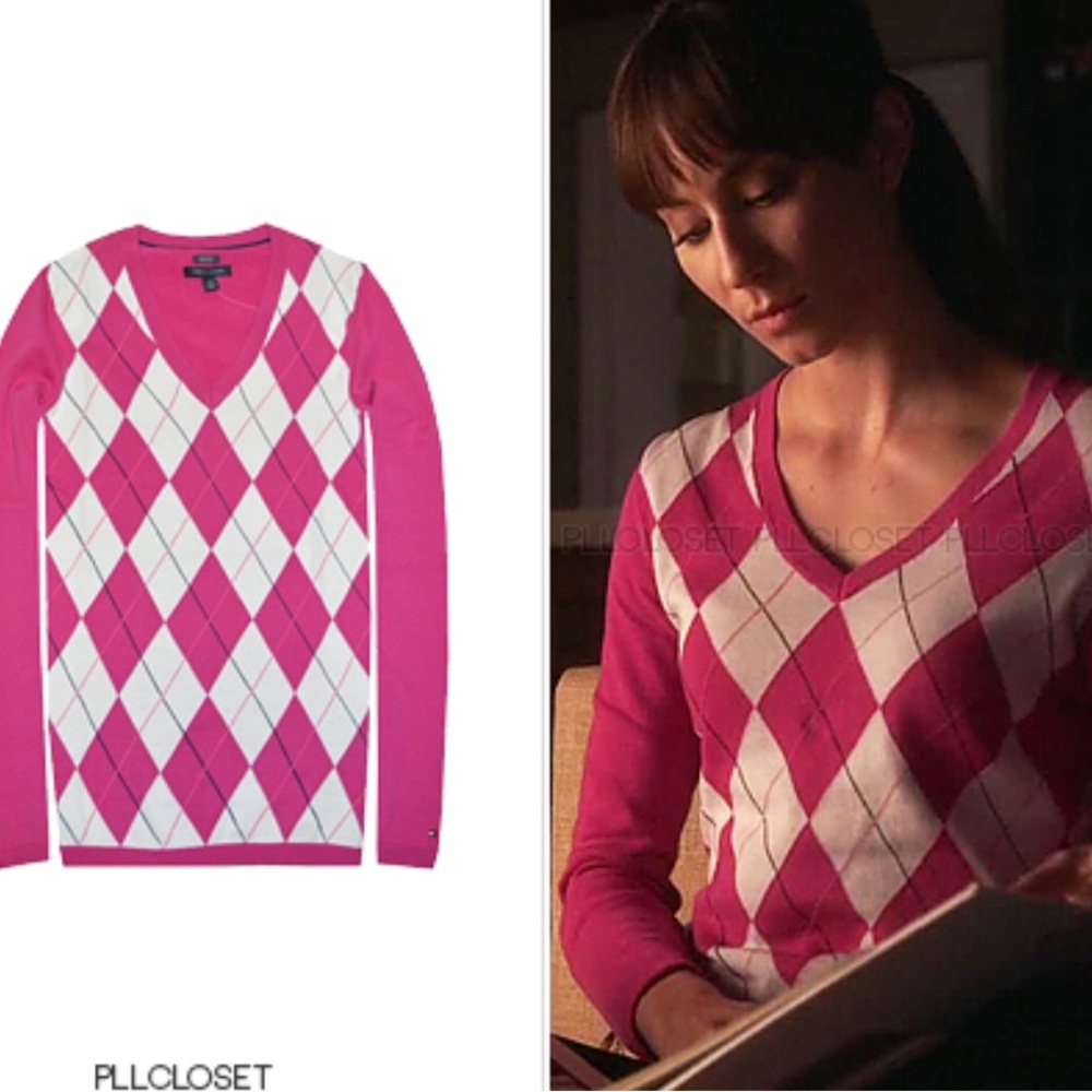 Tommy Hilfiger Hot Pink Argyle Sweater As seen on PLL